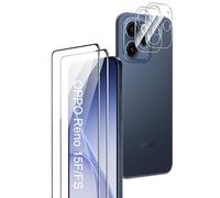 Rojeuinn Protector de pantalla de cristal blindado para Oppo Reno 15 F/FS 5G, 2 unidades de cristal protector de pantalla con localizador + protector de cámara, dureza 9H, protector de pantalla HD