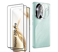 Rojeuinn Protector de Pantalla para Honor 200 Pro 5G, [2 Pack] Cristal Vidrio Templado y [2 Pack] Protector de Lente de Cámara, HD cobertura total, dureza 9H, Anti-Arañazos Anti-Huellas Dactilares.