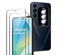 Rojeuinn Protector de Pantalla para Samsung Galaxy A16 5G/4G,2 Pack Cristal Vidrio Templado+3 Piezas Película Protectora de Cámara Trasera a Color,Sin Burbujas,Anti-Rayado,Super Resistente,Dureza 9H