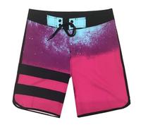 (Rojo, 34) Pantalones cortos de playa elásticos de secado rápido para surfear - Rayas y corte holgado