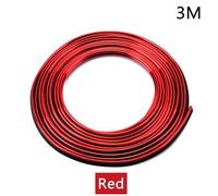 (Rojo, 3M) Tira de moldura cromada para puerta de coche con pegamento suave de 3 m, resistente a la