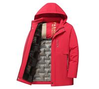 Rojo,5XL,Chaqueta de Hombre con Capucha, Parka Larga de Invierno, Chaqueta Impermeable y térmica Acolchada para Exteriores, Parkas y Abrigos de plumón