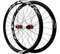 Rojo,700C Bicicleta De Carretera Ruedas Delantera Y Trasera Par De Ruedas De Desmontaje Rápido Llantas De Doble Capa Frenos De Disco 100/135 Mm Buje 24H para 8-12 Velocidades