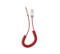 (Rojo) Adaptador Bluetooth AUX Baseus compatible con coche, cable adaptador con conector de 3,5 mm, kit manos