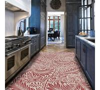 Rojo Alfombra 100x150para el salón Alfombrilla Florales Grandes Lavables con Fondo Antideslizante Tapete Suave de William Morris Dormitorio Comedor Oficina en casa Interior Guardería