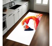 Rojo Alfombra de Cocina Pájaro Abstracto Flamenco 50 x 80 cm Antideslizante y Lavable, Tapetes para Cocina, Pasillo, Comedor y Entrada