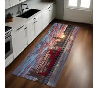 Rojo Alfombras Antideslizantes y Felpudos de Cocina Autobús Torre Big Ben 50 x 80 cm Antifatiga Duraderas y Lavables para Cocina y Comedor