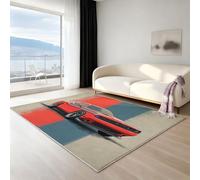 Rojo Alfombras de área para decoración de sala de estar, alfombras lavables antideslizantes de 120 x 180 cm, alfombra suave con estampado de Minimalista Grafiti Arte Auto Deportivo para dormitorio