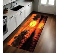 Rojo Alfombras de Cocina Resplandor del Atardecer en el río 40 x 120 cm Antideslizantes, Alfombras Modernas Lavables para Pasillo, Comedor y Entrada