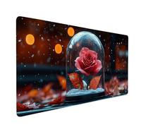 Rojo Alfombrilla Escritorio XXL 1000 x 500 x 3mm Alfombrilla Ratón Gaming Flor, Mouse Pad Grande con Bordes cosidos, Impermeable, Base de Goma Antideslizante, Mousepad para Oficina, MacBook, Model 680