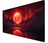 Rojo Alfombrilla ratón XXL, 700x400x3mm Luna Alfombrilla Escritorio Extendida con Bordes Cosidos, Antideslizante E Impermeable Mouse Pad Aply a Oficina Y Hogar, Regalos Originales para Hombre A321