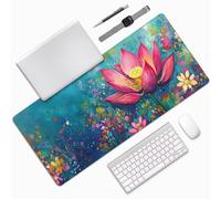 Rojo Alfombrilla Raton XXL 800x400x3mm Mouse Pad,Loto Alfombrilla Ratón Gaming Impermeable Mouse Pad con Base de Goma Antideslizante y Bordes Cosidos Diseño para Computadoras,Oficinas Y Hogares 0E-364