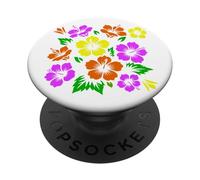 Rojo Amarillo Rosa Hibisco Flor Floración Paraíso Formas Mania PopSockets PopGrip Adhesivo