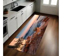 Rojo Anaranjado Tapetes de Cocina Vista Desde el balcón de la Isla Antifatiga, Impermeables, Antideslizantes y Cómodos para Decoración del Hogar y Oficina 50 x 140 cm