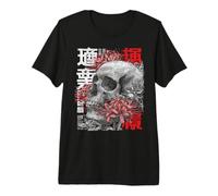 Rojo Araña Lirio Flor Cráneo Esqueleto Anime Japonés O Camiseta Premium