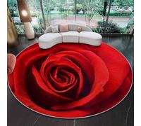 Rojo Área Alfombra Sala de Estar 160 cm - Me encantan Las Rosas Rojas Alfombra Lavable para Entrada para Dormitorio Cocina Comedor Sala de Estar Interior