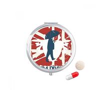 Rojo azul hombre paraguas patrón graffiti Street Travel bolsillo píldora caso medicina dispensador espejo regalo caja de almacenamiento