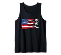 Rojo, blanco, azul, bandera de Estados Unidos, aviones de combate, 4 de julio, patriótico Camiseta sin Mangas