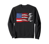 Rojo, blanco, azul, bandera de Estados Unidos, aviones de combate, 4 de julio, patriótico Sudadera