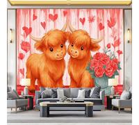 Rojo blanco Moderno Carta da Parati no autoadhesivo, patrón Estilo San Valentín Romántico Vaca Rosas, ideal para decoración de interiores, pared de salón dormitorio o estudio 250 x 175 cm