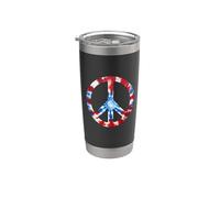Rojo Blanco y Azul Tie Dye Peace Sign Vaso térmico de acero inoxidable de doble pared