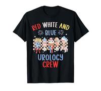 Rojo Blanco Y Azul Urología Crew Enfermera 4 de Julio Riñón Camiseta