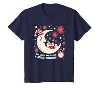 Rojo, Blanco y Hora de acostarse después de los Fuegos Artificiales Camiseta, Niños, Azul Marino, 10 años