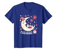 Rojo, blanco y hora de acostarse después de los fuegos artificiales Camiseta, Niños, Azul Real, 10 años