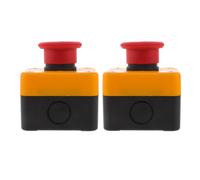 Rojo Botón de Parada de Emergencia Reinicio 2 Piezas de Nylon | Montaje en Panel, Tapa Protectora y Cabezal Grande, Uso en Cabinas de Elevador y Entornos Industriales