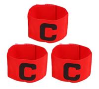 Rojo Brazalete de Capitán de Fútbol 3 Piezas Ajustable | Identificación Clara del Líder, Diseño Antideslizante, Correa Elástica Cómoda, Uso en Sesiones y Partidos