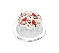 Rojo Cardenal Flor De Cerezo Acuarela Floral Fruta Patrón PopSockets PopGrip para MagSafe