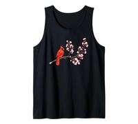 Rojo Cardenal Pájaro Cerezo Flor Naturaleza Diseño Estético Camiseta sin Mangas