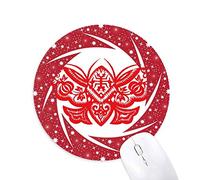 Rojo chino tradicional corte de papel Wheel mouse pad de goma roja redonda
