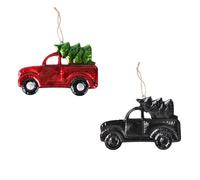 Rojo Colgante Navideño de Coche de Hierro y Vidrio, Pequeño | Estilo Vintage Farmhouse, Decoración para Guirnalda y Repisa, Uso en Oficina y Escaparate Comercial