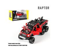 (Rojo con caja) Modelo de coche de aleación RAPTOR técnico 1:24, coche fundido a presión, SUV, juguetes