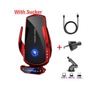 (Rojo con ventosa) Cargador inalámbrico para coche de 15 W para iPhone 12 13 14 Pro Max Xiaomi Mi 12