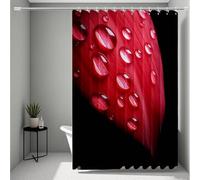 Rojo Cortina de Ducha 120 x 200 cm, Impermeable Cortina Ducha PéTalo Cortinas de Baño Poliester Lavable Cortinas Baño con 12 Anillas Dobladillo Ponderado para Familia, Hotel, Bañera, Regalo -ly250720Z