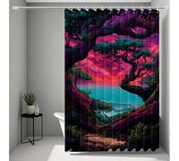 Rojo Cortina de Ducha 120 x 200 cm, Impermeable Cortina Ducha Selva Cortinas de Baño Poliester Lavable Cortinas Baño con 12 Anillas Dobladillo Ponderado para Familia, Hotel, Bañera, Regalo -ly250720H