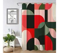 Rojo Cortina de Ducha para Baño, Cortina Ducha 200x250cm nórdico, Cortinas de Baño con 12 Anillas, Dobladillo Ponderado, Lavable, Impermeable, Fácil Limpiar, Shower Curtain, para Duchas, Bañeras Z-16