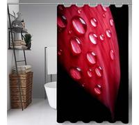 Rojo Cortina Ducha 200 x 240 cm, Cortina de Ducha PéTalo Cortinas de Baño Poliester Lavable con 12 Anillas, Dobladillo Ponderado Shower Curtain para Familia, Bañeras y Cuartos de Baño -ly2507293