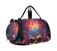 Rojo Disparó El Monstruo del CráNeo Bolsa de Deporte para NatacióN Gimnasio con Compartimento para Zapatos,Bolsa de Viaje Tipo Fin de Semana Bolso de Mano para NiñAs