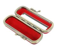 Rojo Estuche Retro, Portátil y Pintalabios Espejo | Guarda Piezas Pequeñas, Forro de Flanela, Aleación de Aluminio y Vidrio, Obsequio para Madre o Novia