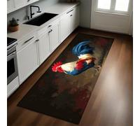 Rojo Felpudo Pasillo 50 x 140 cm Un animalun Gallo Antideslizante Alfombra de Corredor Suave para Cocina, Entrada y Decoración del Hogar