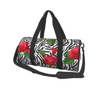 Rojo Flor Animales Cebra, Bolsa de Viaje de Gran Capacidad, Bolso Redondo, Bolsa de Viaje Deportiva, Bolsa de Mano, Bolsa de Fitness