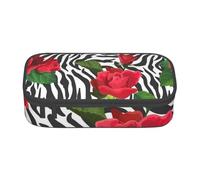 Rojo Flor Animales Cebra, Estuche para lápices, Estuche para lápices Estuche para lápices de Gran Capacidad Estuche para cosméticos