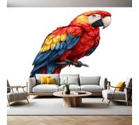 Rojo Fotomurales 450x315 cm Un pájaro loro Papel pintado tejido no tejido Decoración de Pared decorativos Murales Bar Dormitorio Fondo de Pared