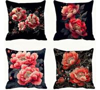 Rojo Funda Almohada 40x40 Gris Funda Cojin 40x40 Cojines Sofa Lino Fundas Almohadas Cuadrada Fundas Cojines Juego 4 Protector Almohada Cervicales y Cuello Pillows, para Exterior Dormitorio E - 758