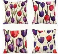 Rojo Funda Almohada 50x50 PúRpura Funda Cojin 50x50 Cojines Sofa Lino Fundas Almohadas Cuadrada Fundas Cojines Juego 4 Protector Almohada Cervicales y Cuello Pillows, para Jardin Dormitorio E - 833