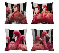 Rojo Funda Cojin 100x100cm Cojines Exterior Sofa Cama Funda Almohada Terciopelo Cojines Exterior Impermeable Decorativos Flamenco Grandes Fundas Almohadas para Sofá Juego 4 Cremallera Invisible g-9009