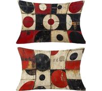 Rojo Funda Cojin 50x70 Juego de 2, GeometríA Rectangular Funda Almohada 50x70cm con Cremallera Oculta, Impermeable Lino Fundas Cojines, Fundas de Cojines para Sofá Cama Silla o Jardín Regalo kj-3199